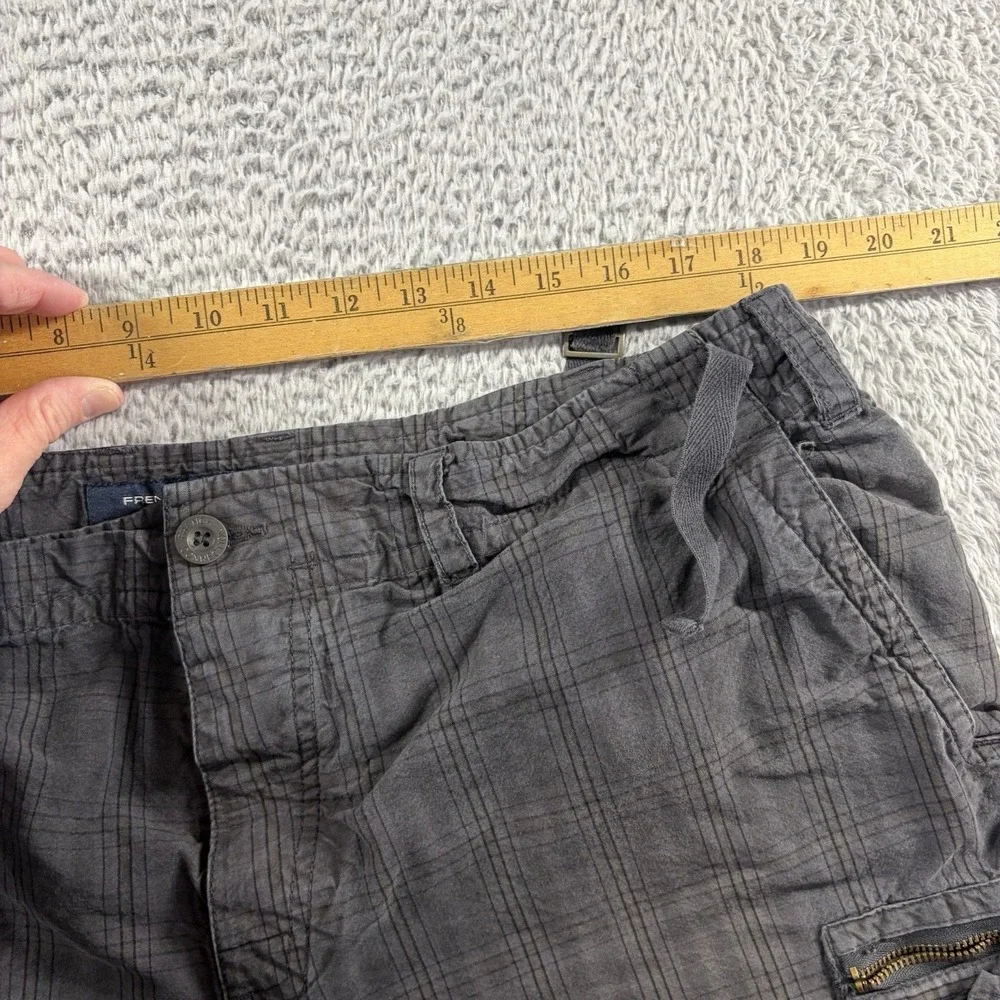 VINTAGE French‎ Connection Cargo Shorts Mens 38 Gray Plaid Y2K Retro Utility